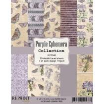 Reprint - Purple Ephemera Collection - 6x6 Inch Paper Pack