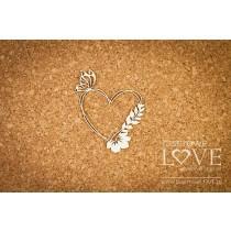 Heart frame with butterfly and flower - Soufre - Laserowe LOVE