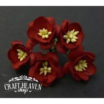Deep Red Mulberry Paper Cherry Blossoms - 25mm