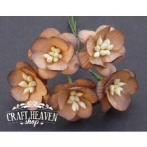 2-Tone Chocolate Brown Mulberry Paper Cherry Blossoms - 25mm