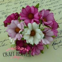Mixed Pink/White Mulberry Paper Chrysanthemums - 45mm