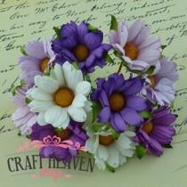 Mixed Purple/Lilac/White Mulberry Paper Chrysanthemums - 45mm