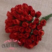 Red Mulberry Paper Rosebuds - 8mm