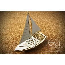 Sailboat 3D - Vintage Tropical Island - Laserowe LOVE